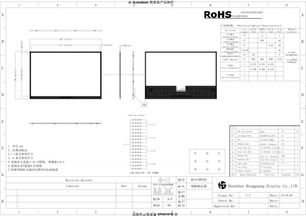 10.1 inch TFT LCD Panel, High Luminance, 1920x1200, LVDS Interface (2)